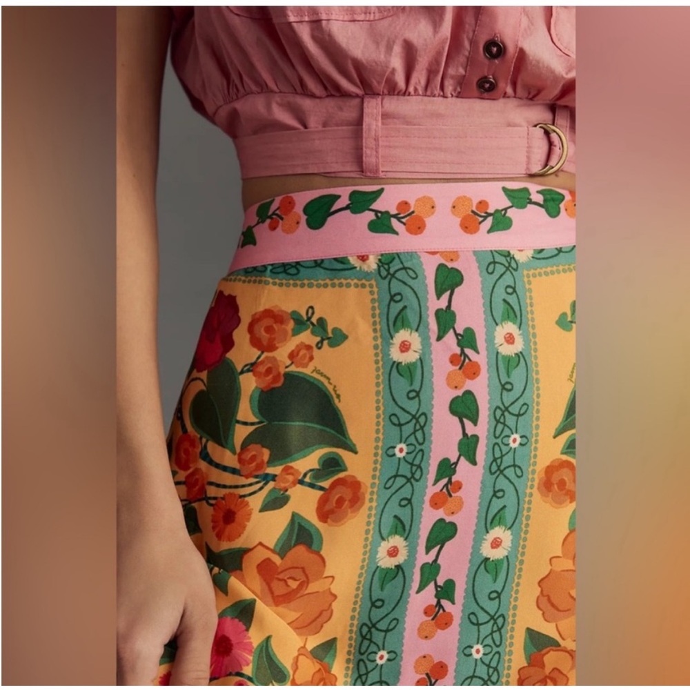 FARM Rio Floral Midi Skirt -  L - Picture 6 of 10